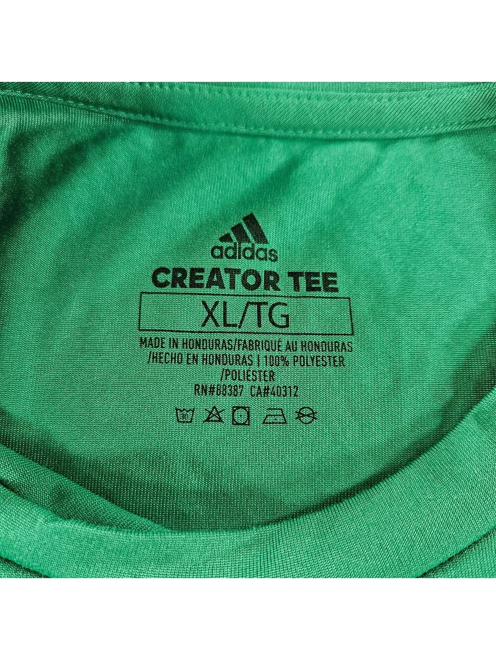 Adidas Creator Tee Shirt Mens XL Green Long Sleeve Centered White Logo Polyester